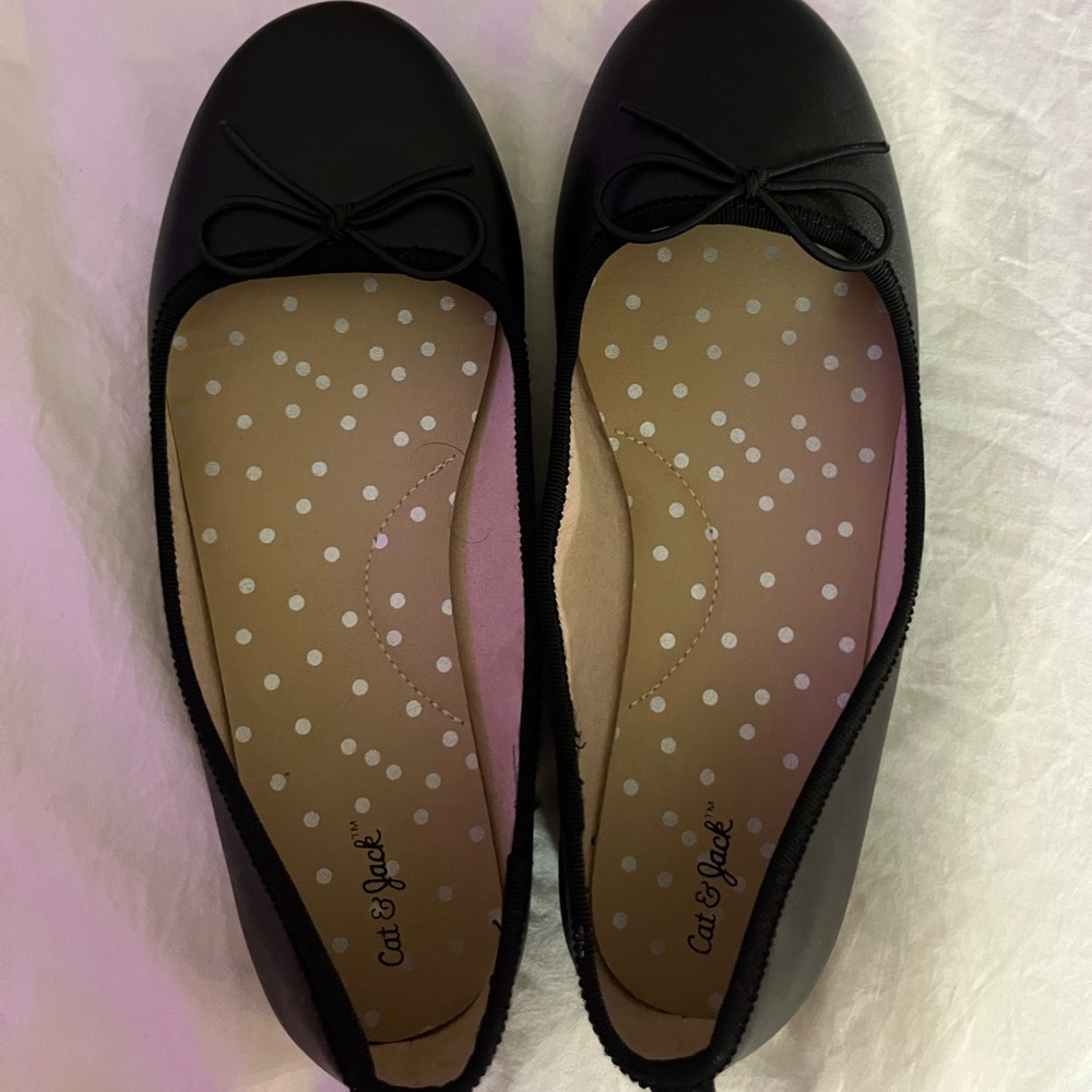 black flats with bow